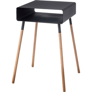 image:imageYAMAZAKI Home Plain Side Table with Open Storage Shelf Rectangular Accent Space Saving Living Room Bedroom Couch End Table  Short 14  Steel  WoodBlack