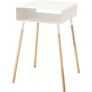 image:imageYAMAZAKI Home Plain Side Table with Open Storage Shelf Rectangular Accent Space Saving Living Room Bedroom Couch End Table  Short 14  Steel  WoodWhite