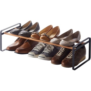 image:imageYAMAZAKI Home Plain Stackable Slim Shoe Rack 7  Steel  Holds Up To 4 Pairs Of Shoes Per ShelfBlack