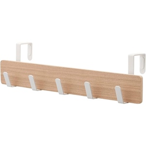 image:imageYAMAZAKI Home Ply Over The Door Hooks  Hanging Coat Rack Wood OverTheDoor Minimal Assembly ReqAsh