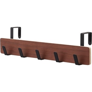 image:imageYAMAZAKI Home Ply Over The Door Hooks  Hanging Coat Rack Wood OverTheDoor Minimal Assembly ReqWalnut