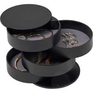 image:imageYAMAZAKI Home Rotating Jewelry Organizer 4Tier Storage Box Stacked Accessory TraysBlack