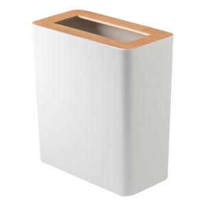 image:imageYAMAZAKI Home Round Trash Can  Small Modern Home Wastebasket for Bathroom Kitchen Office Round Steel  Wood 185 gallons 7 liters Lid No Assembly ReqAsh