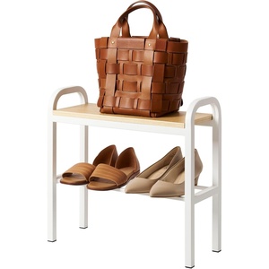 image:imageYAMAZAKI Home Shoe Organizer Bench with Wood Top Entryway Shoe Rack Black  Shoe organizer rack with a beautiful wooden bench top A smart fit for modern homes Helps keep everyday spaces organizedWhite