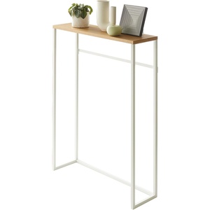 image:imageYAMAZAKI Home Slim Console Table  Narrow Entryway Table 24 Inch with Hooks UltraShallow Skinny Table for Small Spaces Modern White Narrow Console Table Steel  Wood Easy Assembly  Ultrashallow skinny console table for small spaces 24inch Adds practical everyday storage Keeps essentials organizedWhite