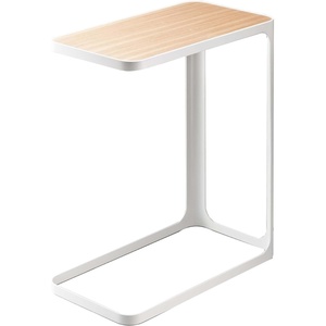 image:imageYAMAZAKI Home Small Metal and Wood Bedside Compact Side Table for Modern Living Room  Narrow C Shaped Slim End Table Steel One Size Black  Compact metal and wood bedside table or couch table with a narrow Cshaped design Built for daily use Living room deskWhite