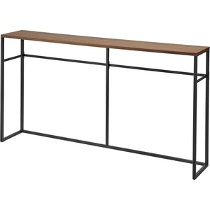 image:imageYAMAZAKI Home Tower Long Console Table for Entryway Or Hallways Narrow Behnd Sofa Table with Wooden Top  Long console table perfect for entryways or hallways Features a beautiful wooden top and a functional lower metal shelfBlack