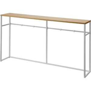 image:imageYAMAZAKI Home Tower Long Console Table for Entryway Or Hallways Narrow Behnd Sofa Table with Wooden Top  Long console table perfect for entryways or hallways Features a beautiful wooden top and a functional lower metal shelfWhite