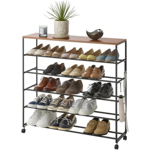 image:imageYAMAZAKI Home Tower Rolling FiveTier Shoe Rack Steel Frame with Wooden Top SpaceSaving Shoe Organizer On Wheels 34  Steel  Wood   Fivetier shoe storage organizer on wheels Durable steel frame with a wooden top A smart fit for modern homes FitsBlack
