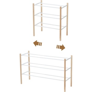 image:imageYAMAZAKI home Plain Expandable 3Tierd Shoe Rack White  Expandable threetiered space saving shoe rack Adds practical everyday storage Designed for convenient home organizationWhite