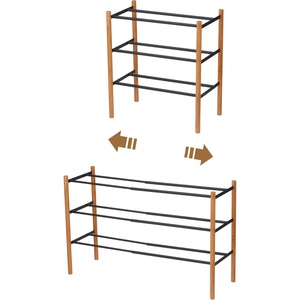 image:imageYAMAZAKI home Plain Expandable 3Tierd Shoe Rack White  Expandable threetiered space saving shoe rack Adds practical everyday storage Designed for convenient home organizationBlack
