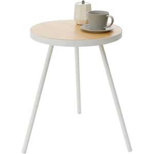 image:imageYamazaki Home Side Table Bedside or Coffee End Table For Living Room Or Bedroom Modern Small Circle Pedestal Night Table Steel  Wood Minimal Assembly Req WhiteWhite