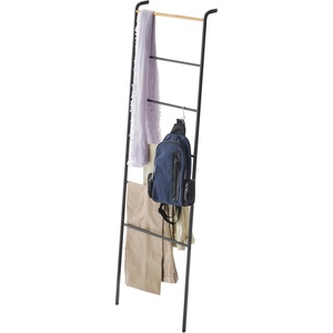 image:imageYamazaki Home Tower Leaning Ladder Rack Space Saving  Ladder 63  Steel  Leaning ladder hanger for bedroom closet living room bathroom storage Nonslip rubber caps protect floors and wallsBlack