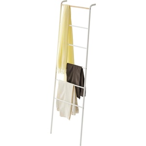 image:imageYamazaki Home Tower Leaning Ladder Rack Space Saving  Ladder 63  Steel  Leaning ladder hanger for bedroom closet living room bathroom storage Nonslip rubber caps protect floors and wallsWhite