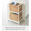 image:imageYAMAZAKI Home 2Tier Hideaway Storage Cart Adjustable Steel Shelves White  Wheeled wagon cart design with builtin hooks Adds practical everyday storage Designed for convenient home organizationWhite