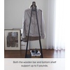 image:imageYAMAZAKI Home Freestanding Coat Hanger Clothes Rack with Shelf Steel One Size White  Freestanding coat hanger features a steel frame and bottom shelf Spacesaving vertical organization Easy to assembleBlack