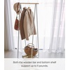 image:imageYAMAZAKI Home Freestanding Coat Hanger Clothes Rack with Shelf Steel One Size White  Freestanding coat hanger features a steel frame and bottom shelf Spacesaving vertical organization Easy to assembleWhite