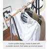 image:imageYAMAZAKI Home Freestanding Coat Hanger Clothes Rack with Shelf Steel One Size White  Freestanding coat hanger features a steel frame and bottom shelf Spacesaving vertical organization Easy to assembleBlack