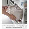 image:imageYAMAZAKI Home Kitchen Storage Rack 3Tier Adjustable Shelves Steel White  Three Heavyduty steel shelves hold hot plates and pans Helps keep everyday spaces organized Suits modern home storageWhite