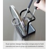 image:imageYAMAZAKI Home Lid and Ladle Stand Large Kitchen Utensil Organizer Black  Versatile kitchen stand for utensils lids and cookbooks Compact design with a removable drip tray Home chef must haveBlack