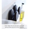 image:imageYAMAZAKI Home Magnetic Silicone Pot Holders Set of 2 Oven Heat Pads Black  Heatresistant silicone oven mitts and durable insulated hot pads Features integrated magnetic storage for easy accessBlack