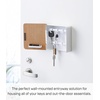 image:imageYAMAZAKI Home Rin Square Magnetic Key Cabinet  Wood Accented Keychain Organizer  Steel  WoodAsh
