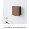 image:imageYAMAZAKI Home Rin Square Magnetic Key Cabinet  Wood Accented Keychain Organizer  Steel  WoodWalnut