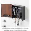 image:imageYAMAZAKI Home Rin Square Magnetic Key Cabinet  Wood Accented Keychain Organizer  Steel  WoodWalnut