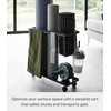 image:imageYAMAZAKI Home Rolling Fitness Rack with Adjustable Holder and Hooks White  Slim rolling gym organizer with smoothgliding casters Ideal for home gym workout gear organization Roll out when neededBlack