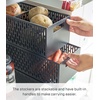 image:imageYAMAZAKI Home Stacking Baskets  Fruit Basket  Vegetable Basket ABS Plastic One Size White  Flexible vegetable and fruit storage in a stackable basket A smart fit for modern homes Keeps busy spaces neat and tidyBlack