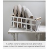 image:imageYAMAZAKI Home Storage Basket  Home Organizer Bin Holder with Wooden Handle Steel  Wood Small White