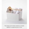 image:imageYAMAZAKI Home Storage OrganizerCleaning CaddyStorage Basket with Handle Plastic  Wood One Size White  Versatile storage organizer and cleaning caddy Toy storage Features an elegant wood accent handle Multiuse organizerWhite