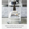 image:imageYAMAZAKI Home Tower 3Tier Trolley Rolling Metal HeavyDuty Storage Cart Organizer with CastersUtility Cart for KitchenBathroom 32  Steel   Heavyduty metal trolley organizer Perfect utility storage cart for kitchen or bathroom Smooth casters for easy mobilityWhite
