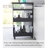 image:imageYAMAZAKI Home Tower Slim 4Tier Rolling Storage Cart  Mobile Organizer for Kitchen Or Bathroom 317  Steel Black