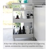 image:imageYAMAZAKI Home Tower Slim 4Tier Rolling Storage Cart  Mobile Organizer for Kitchen Or Bathroom 317  Steel White