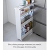 image:imageYAMAZAKI Home Tower Slim 4Tier Rolling Storage Cart  Mobile Organizer for Kitchen Or Bathroom 317  Steel White