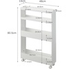 image:imageYAMAZAKI Home Tower Slim 4Tier Rolling Storage Cart  Mobile Organizer for Kitchen Or Bathroom 317  Steel White