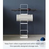 image:imageYAMAZAKI Home Tower Steel Storage Rack for Yoga Mats amp Foam Rollers  Includes Hooks for Fitness Accessories  SteelWhite