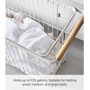 image:imageYamazaki Home Compact Rolling Laundry Cart Wire Hamper with Wheels White  Compact rolling laundry basket cart features a metal hamper with wheels and a handle for easy mobility Keeps items tidyWhite