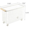 image:imageYamazaki Home Compact Rolling Laundry Cart Wire Hamper with Wheels White  Compact rolling laundry basket cart features a metal hamper with wheels and a handle for easy mobility Keeps items tidyWhite