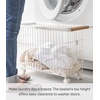 image:imageYamazaki Home Compact Rolling Laundry Cart Wire Hamper with Wheels White  Compact rolling laundry basket cart features a metal hamper with wheels and a handle for easy mobility Keeps items tidyWhite