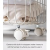image:imageYamazaki Home Compact Rolling Laundry Cart Wire Hamper with Wheels White  Compact rolling laundry basket cart features a metal hamper with wheels and a handle for easy mobility Keeps items tidyWhite