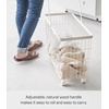 image:imageYamazaki Home Compact Rolling Laundry Cart Wire Hamper with Wheels White  Compact rolling laundry basket cart features a metal hamper with wheels and a handle for easy mobility Keeps items tidyWhite