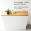 image:imageYamazaki Home PullOut Bathroom Storage Cabinet with Wood Top White  Slim spacesaving bathroom storage cabinet with a natural wood top Clever pullout design Holds 12 rolls of toilet paperWhite