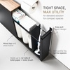 image:imageYamazaki Home PullOut Bathroom Storage Cabinet with Wood Top White  Slim spacesaving bathroom storage cabinet with a natural wood top Clever pullout design Holds 12 rolls of toilet paperBlack