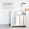 image:imageYamazaki Home PullOut Bathroom Storage Cabinet with Wood Top White  Slim spacesaving bathroom storage cabinet with a natural wood top Clever pullout design Holds 12 rolls of toilet paperWhite