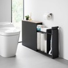 image:imageYamazaki Home PullOut Bathroom Storage Cabinet with Wood Top White  Slim spacesaving bathroom storage cabinet with a natural wood top Clever pullout design Holds 12 rolls of toilet paperBlack