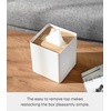 image:imageYamazaki Home Rin Reusable Tissue Box Cover Metal Holder Container Case with Natural Wooden Lid  Steel  Reusable tissue box cover metal holder container case with natural wood lid Designed for convenient home organizationAsh