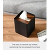 image:imageYamazaki Home Rin Reusable Tissue Box Cover Metal Holder Container Case with Natural Wooden Lid  Steel  Reusable tissue box cover metal holder container case with natural wood lid Designed for convenient home organizationWalnut