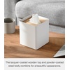 image:imageYamazaki Home Rin Reusable Tissue Box Cover Metal Holder Container Case with Natural Wooden Lid  Steel  Reusable tissue box cover metal holder container case with natural wood lid Designed for convenient home organizationAsh